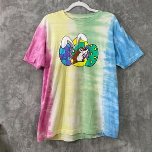 Buc-ees T Shirt Short Sleeve Tie Dye Easter Spring Egg Size L Bunny On My Mind